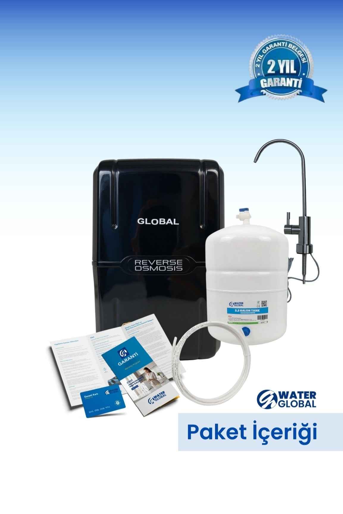 Su Arıtma Cihazı 12lt Kapalı Kasa - 5 Filtreli RO Sistem Ters Ozmoz | Tezgah Altı Su Arıtma Cihazı - Siyah Şeffaf (Üreticiden)