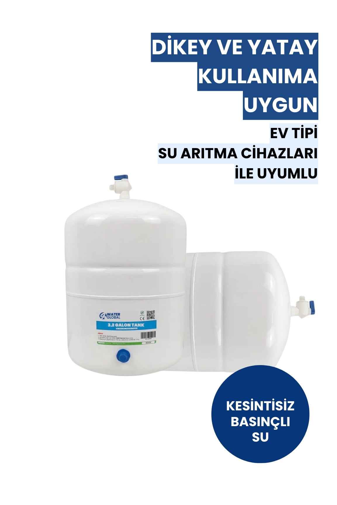 3.2 Galon (12 Litre) Metal Basınç Denge Tankı – Tüm Su Arıtma Cihazlarıyla Uyumlu (Üreticiden)