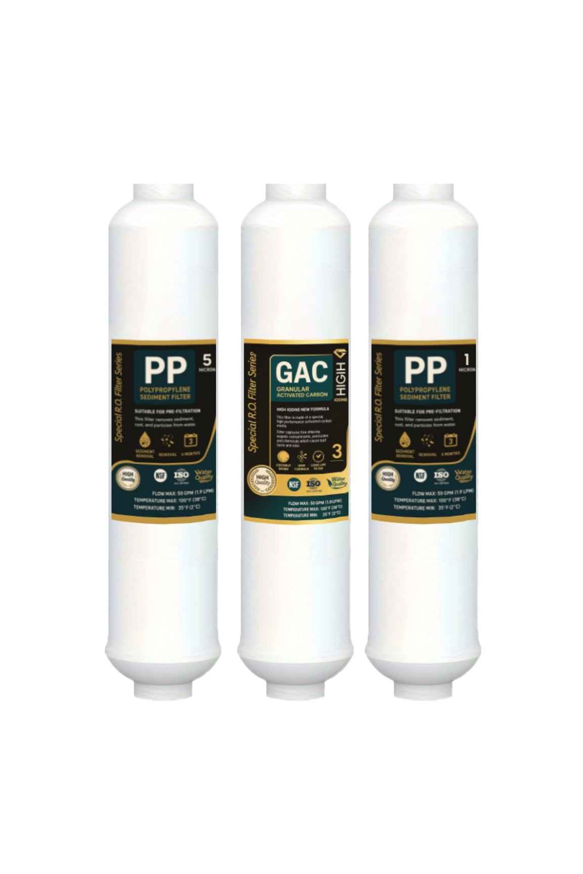 Water Global RO Ön Filtre 3’lü Set-PPS + GAC + PPS-Su Arıtma Filtresi (Üreticiden)