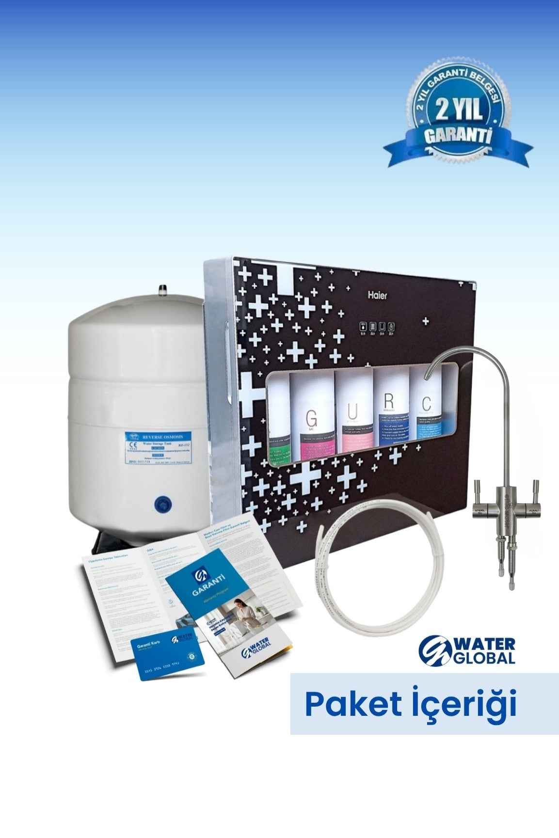 Haier Çift Akışlı Su Arıtma Cihazı | 100GPD RO Sistem - Ters Ozmoz | Slim Kasa - Yüksek Performans