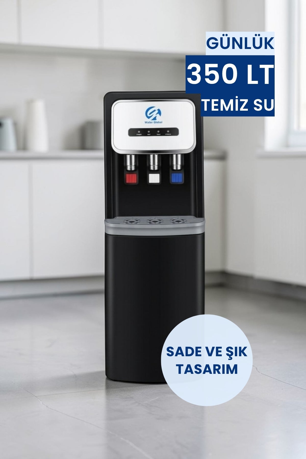 Arıtmalı Su Sebili | Siyah | UF Sistem | Sıcak, Ilık, Soğuk Su | 375LT Günlük Su (Üreticiden)