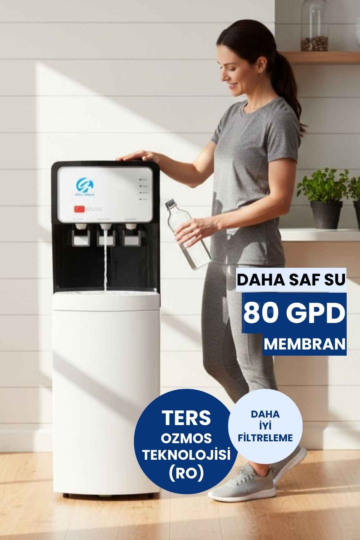 Arıtmalı Su Sebili 100 GPD RO - Sıcak, Ilık ve Soğuk Su - 3 Musluklu Beyaz (Üreticiden)