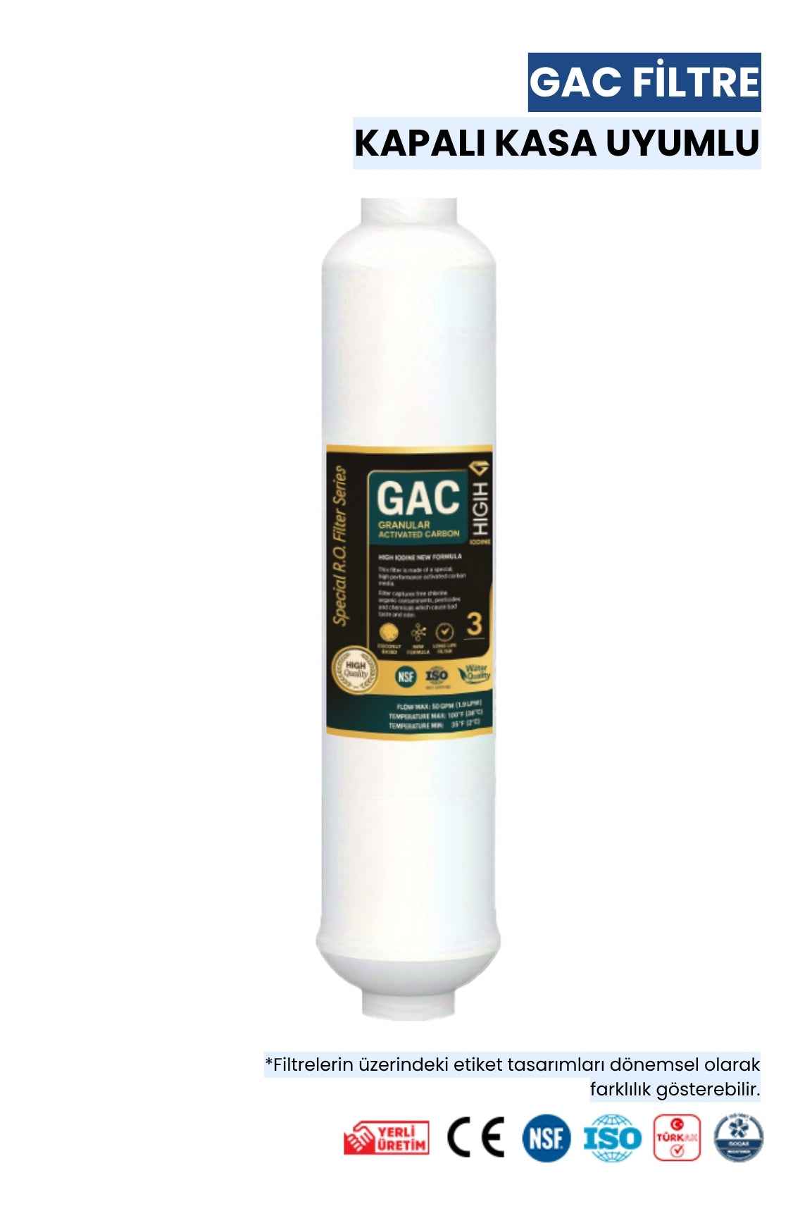 5 Mikron GAC Karbon Filtre –NSF Sertifikalı, Tat & Koku Giderici Su Arıtma Filtresi (Üreticiden)