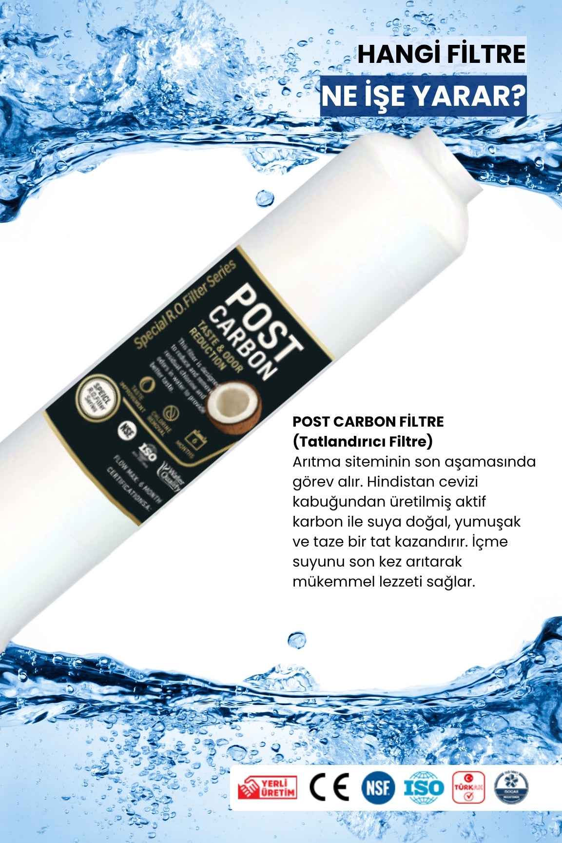 Post Karbon Coconut Filtre Hindistan Cevizi Kabuğu Karbonlu Tat ve Koku Giderici Üreticiden