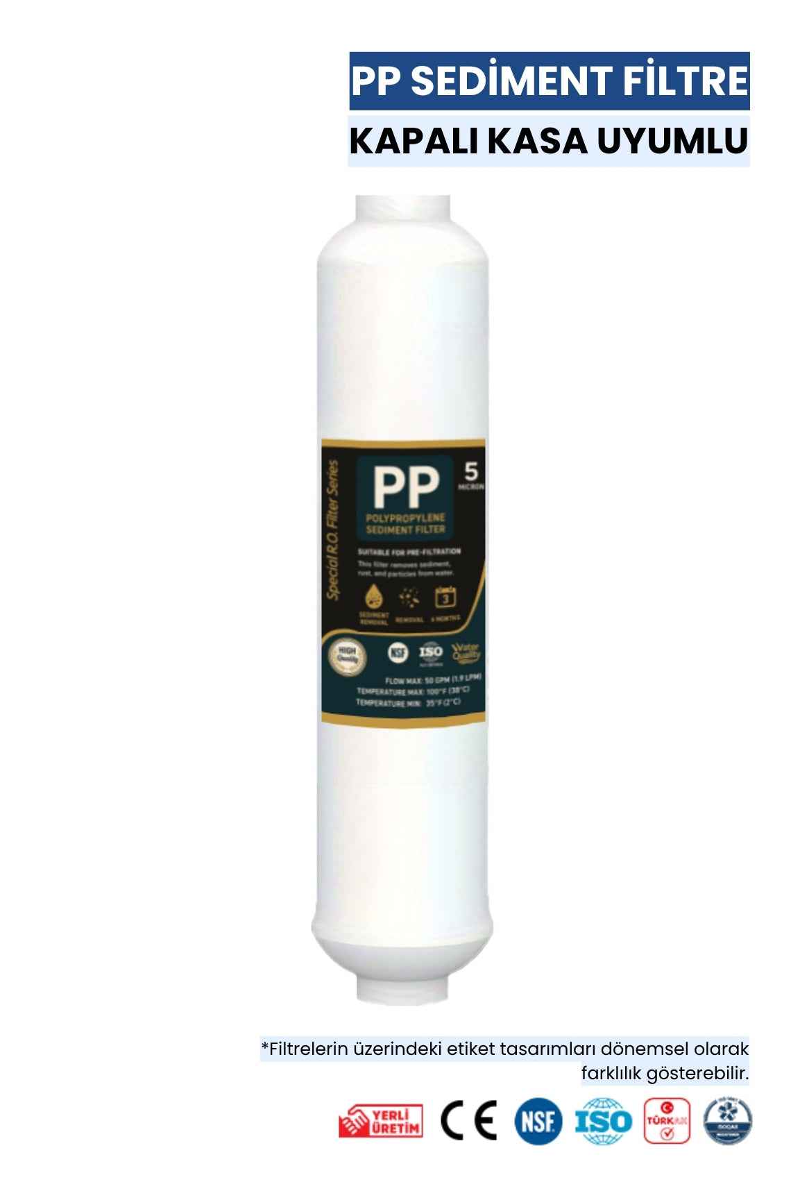 Sediment Filtre – 5 Mikron Kapalı Kasa Uyumlu, Kum Çamur Pas Tutucu, NSF Sertifikalı (Üreticiden)