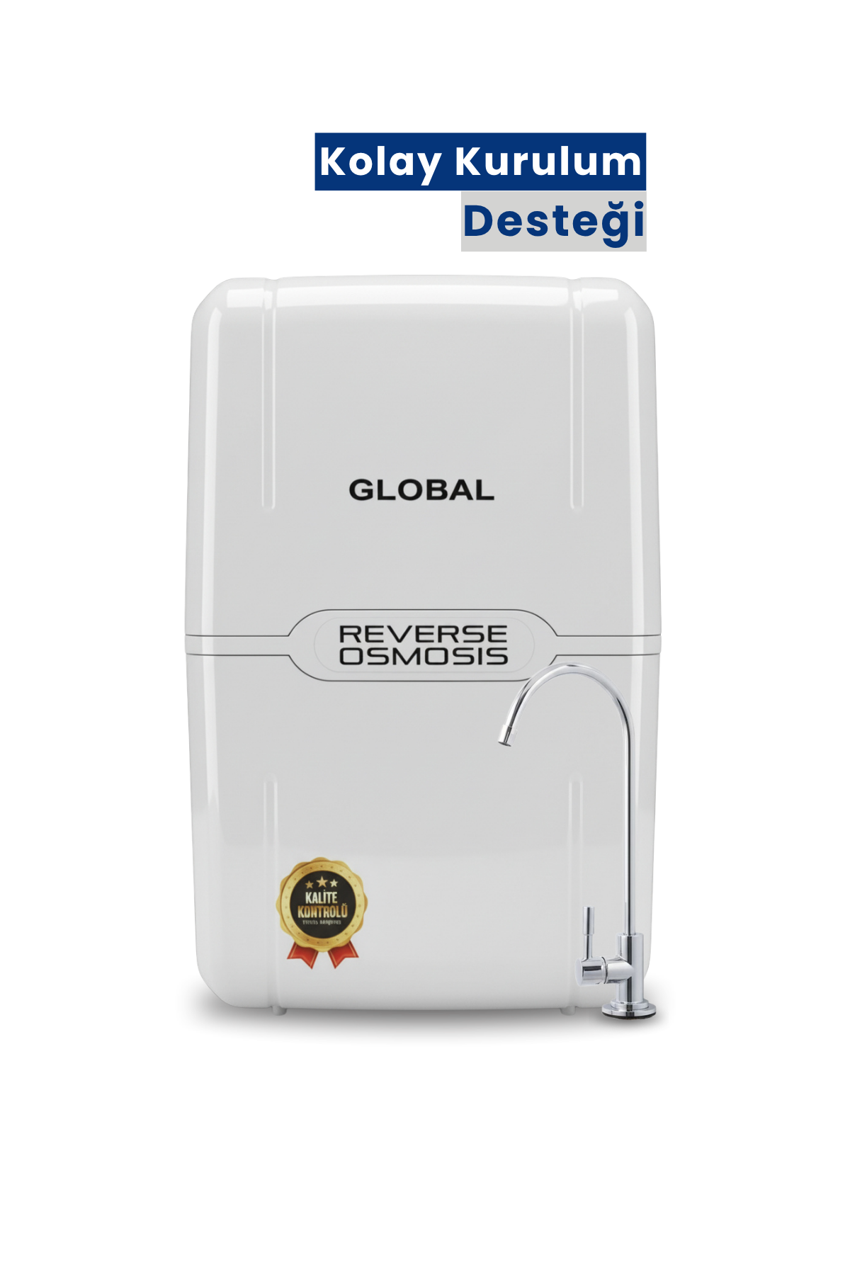 Water Global Su Arıtma Cihazı Kapalı Kasa | RO Ters Ozmos Sistem | Dahili 8L Çelik Tank | Beyaz (Üreticiden)