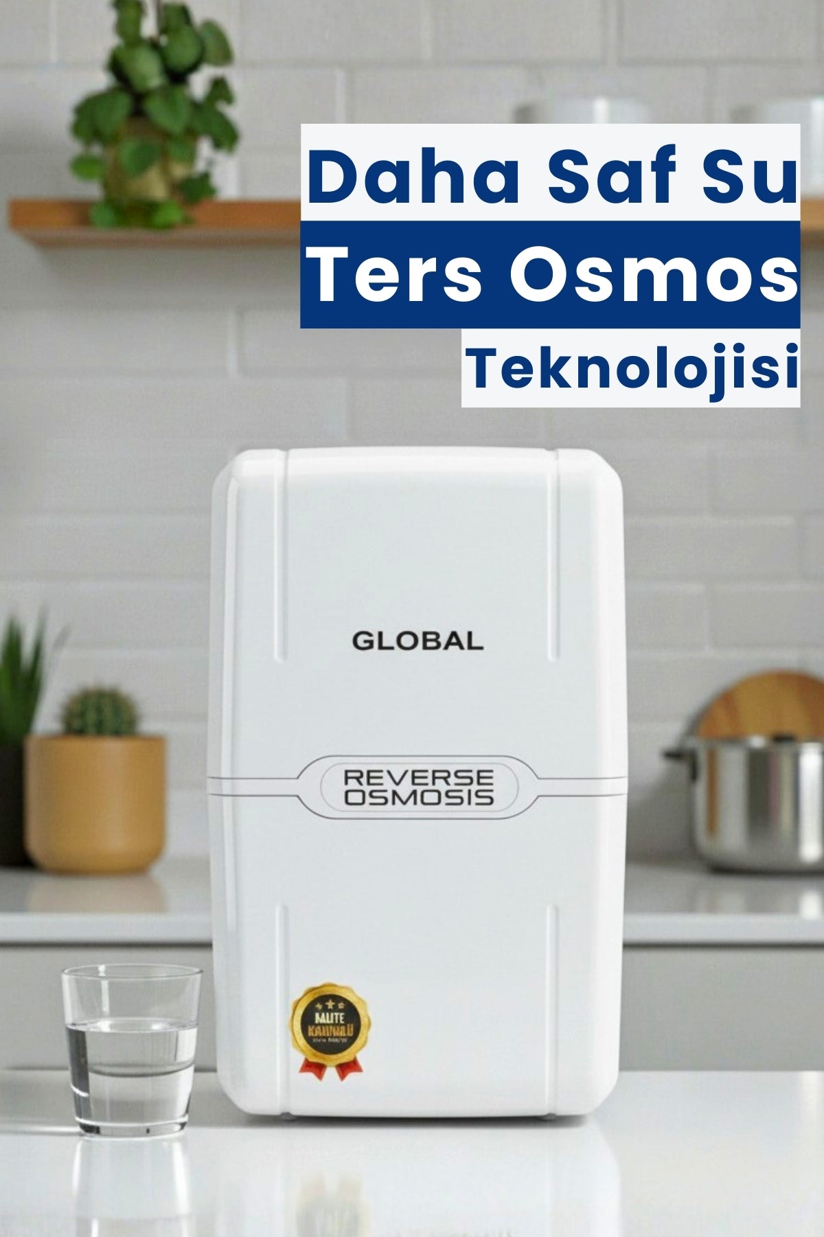 Water Global Su Arıtma Cihazı Kapalı Kasa | RO Ters Ozmos Sistem | Dahili 8L Çelik Tank | Beyaz (Üreticiden)