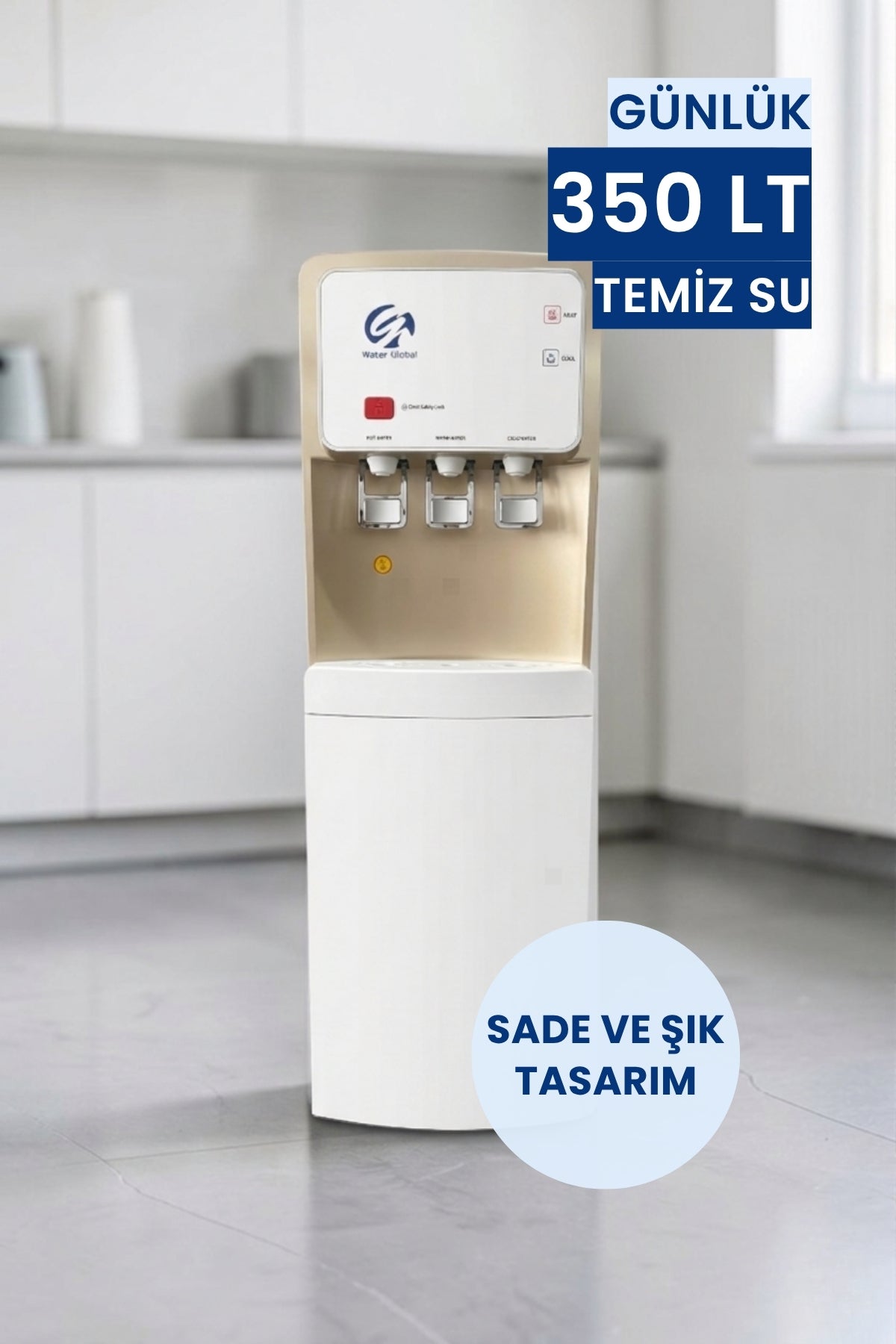 Arıtmalı Su Sebili | Gold | UF Sistem | Sıcak, Ilık, Soğuk Su | 375LT Günlük Su