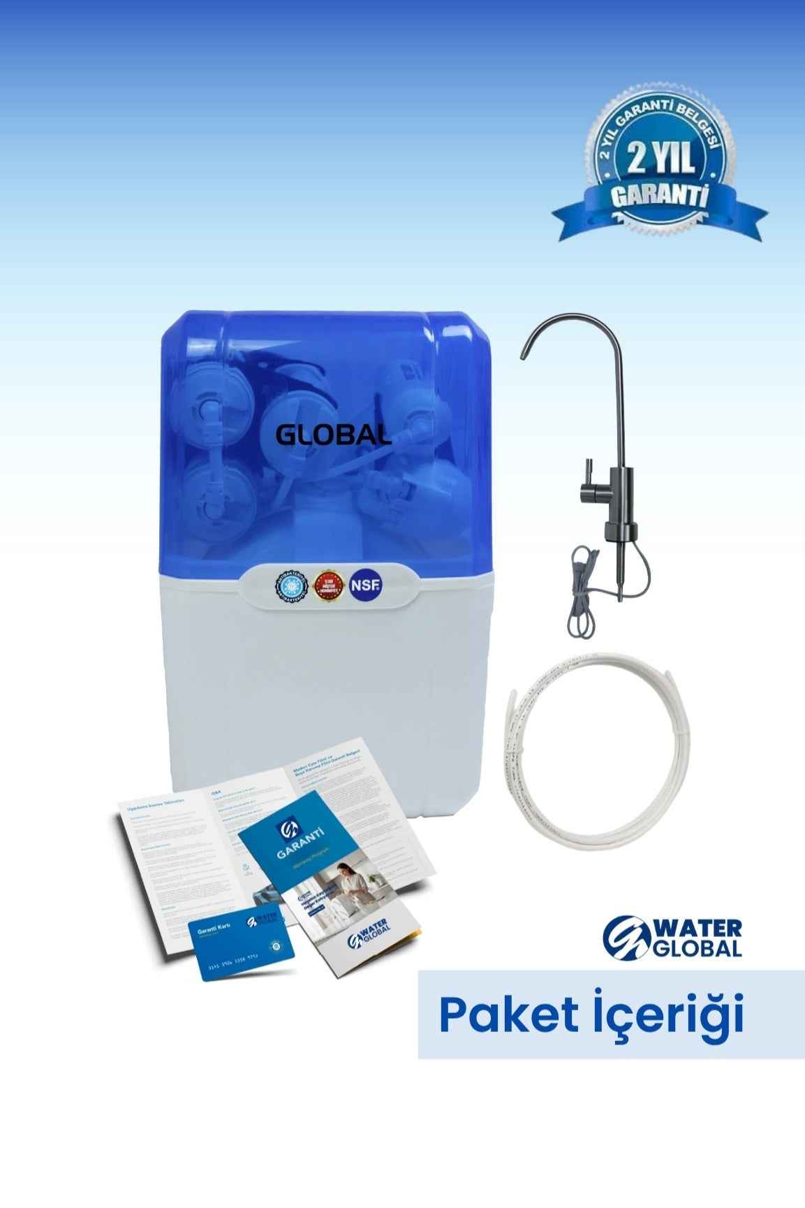 Su Arıtma Cihazı 12lt Kapalı Kasa - 5 Filtreli RO Sistem Ters Ozmoz | Mavi-Beyaz - Tezgah Altı Su Arıtma Cihazı