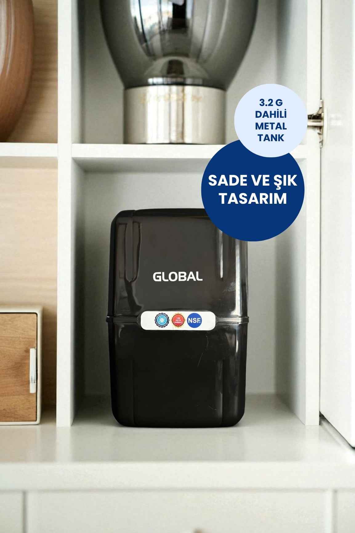 Su Arıtma Cihazı 12lt Kapalı Kasa - 5 Filtreli RO Sistem Ters Ozmoz | Siyah - Tezgah Altı Su Arıtma Cihazı