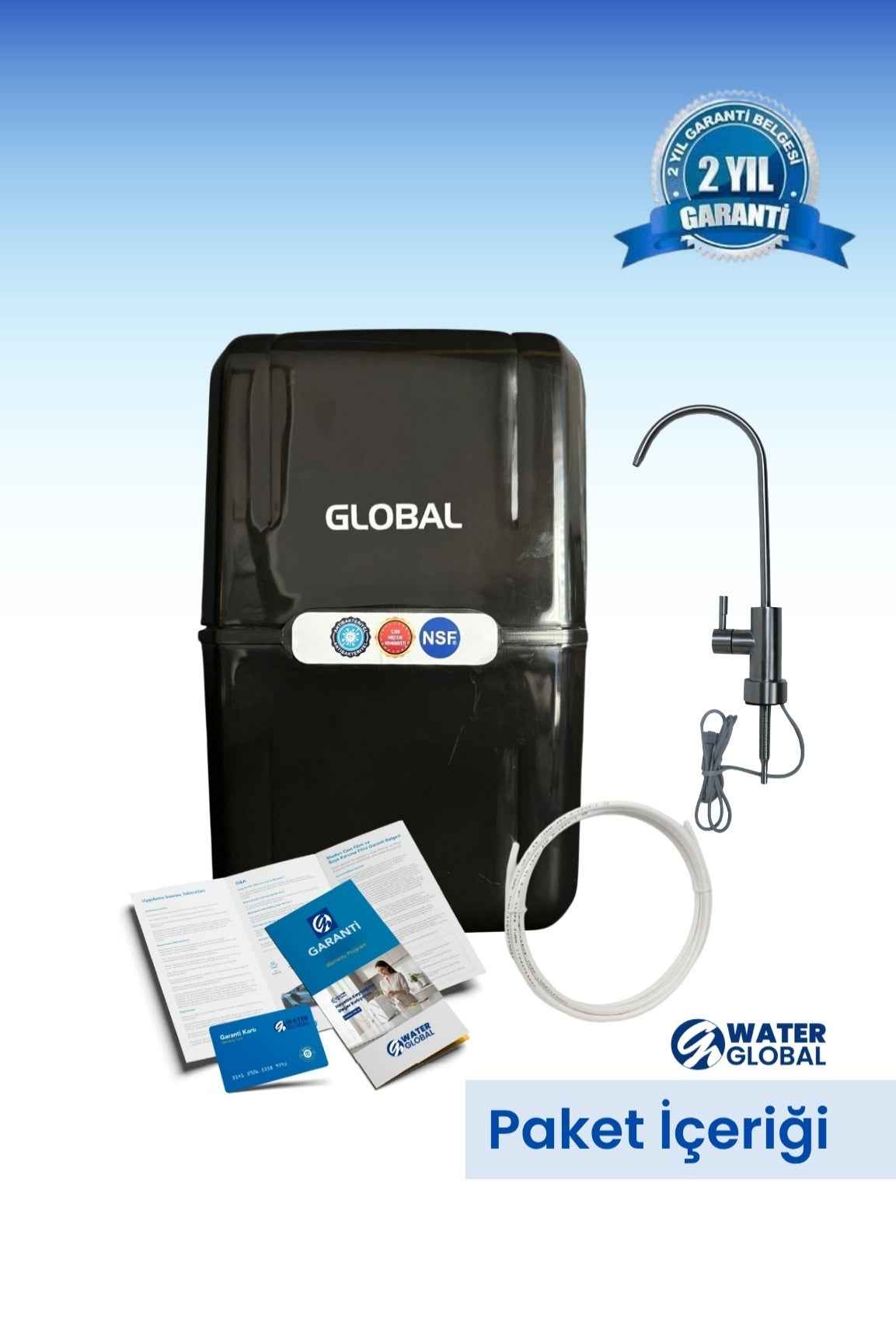 Su Arıtma Cihazı 12lt Kapalı Kasa - 5 Filtreli RO Sistem Ters Ozmoz | Siyah - Tezgah Altı Su Arıtma Cihazı