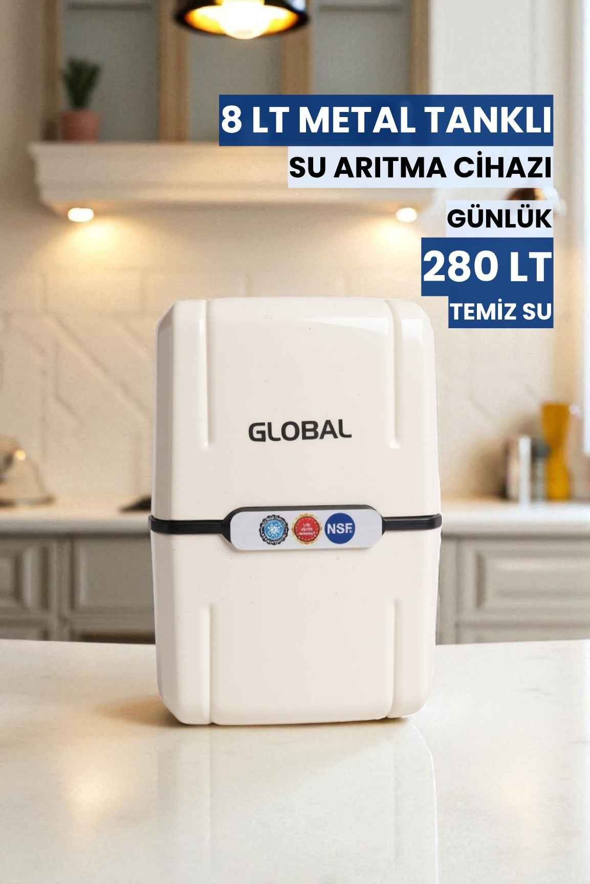 Su Arıtma Cihazı 12lt Kapalı Kasa - 5 Filtreli RO Sistem Ters Ozmoz | Tezgah Altı Su Arıtma Cihazı - Beyaz (Üreticiden)