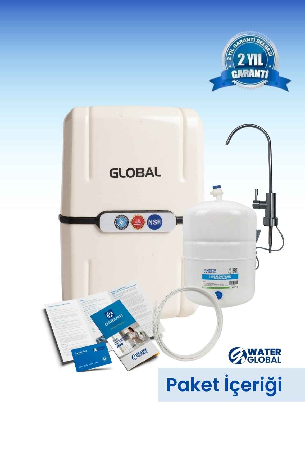 Su Arıtma Cihazı 12lt Kapalı Kasa - 5 Filtreli RO Sistem Ters Ozmoz | Tezgah Altı Su Arıtma Cihazı - Beyaz (Üreticiden)