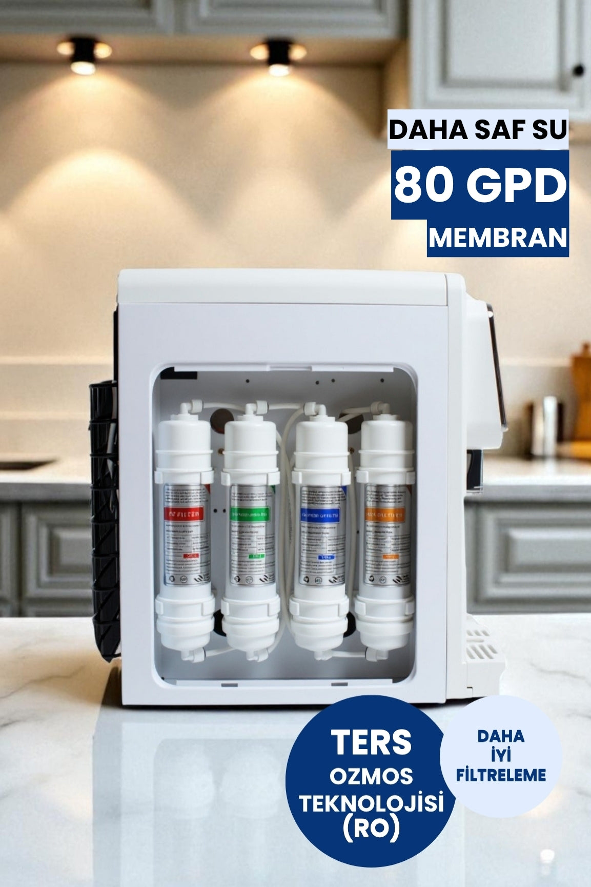 Arıtmalı Tezgah Üstü Su Sebili 100 GPD RO - Sıcak, Ilık ve Soğuk-Beyaz (Üreticiden)