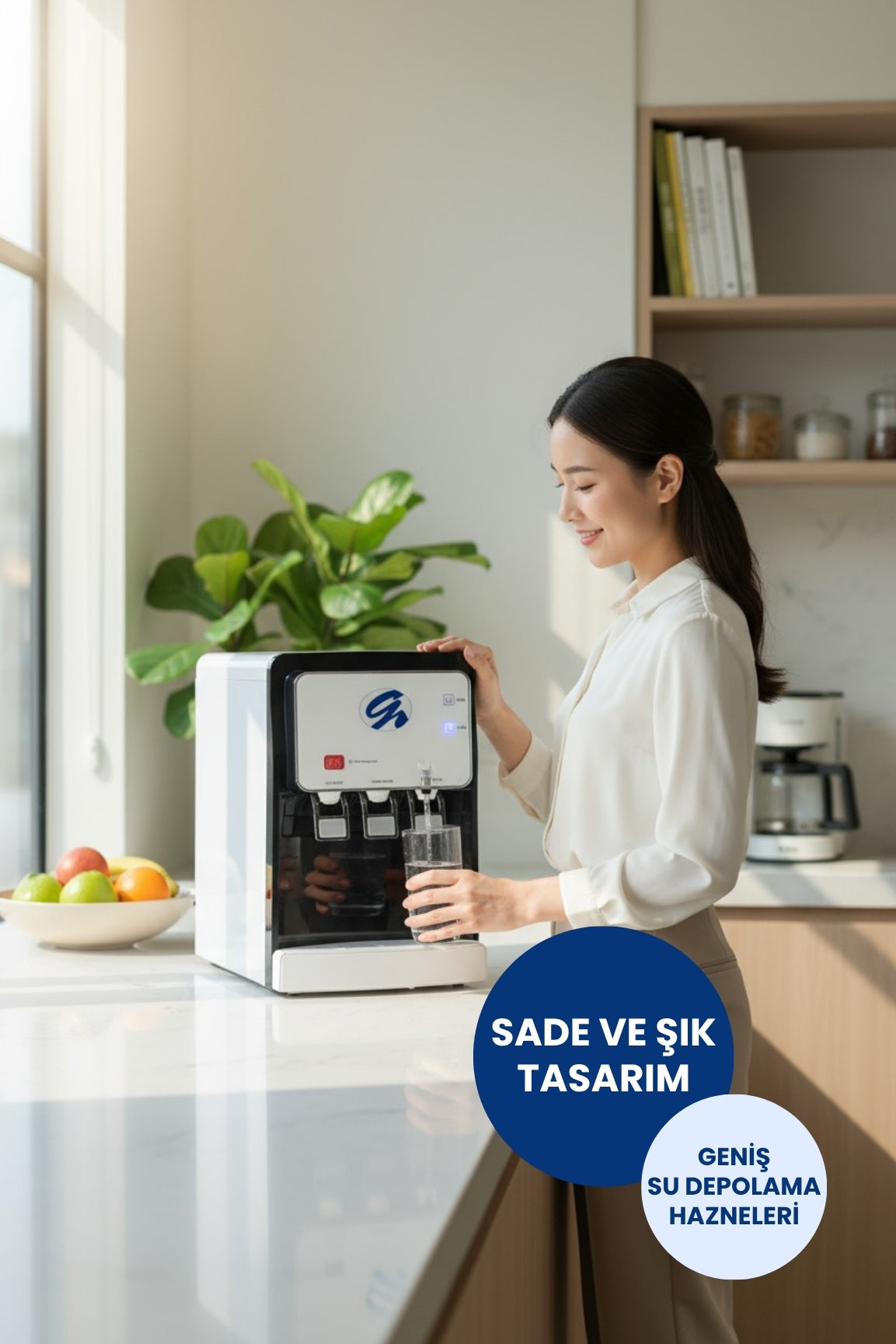 Arıtmalı Tezgah Üstü Su Sebili 100 GPD RO - Sıcak, Ilık ve Soğuk-Beyaz (Üreticiden)