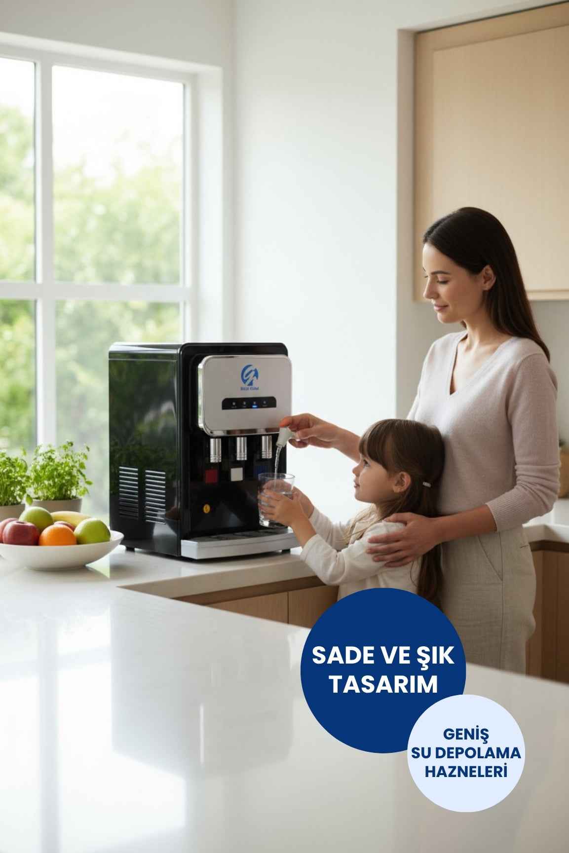 Arıtmalı Tezgah Üstü Su Sebili 100 GPD RO - Sıcak, Ilık ve Soğuk-Siyah (Üreticiden)